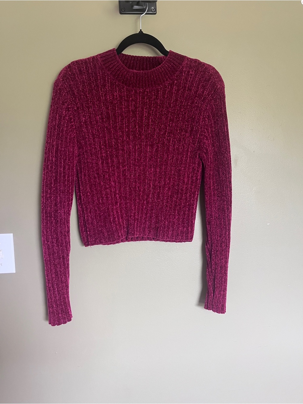 Forever 21 Ribbed Chenille Crewneck Sweater - Berry red